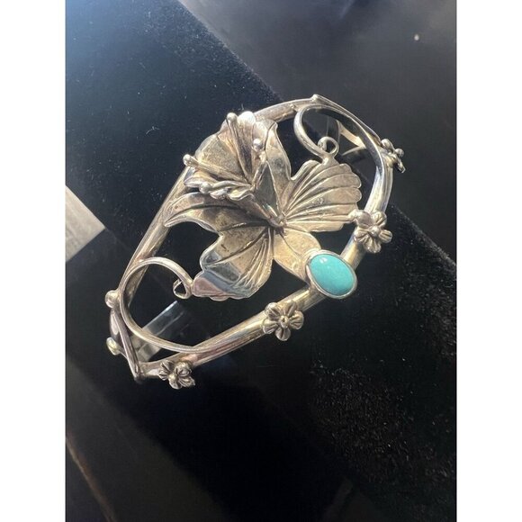 Vintage 1992 .925 Sterling Silver Carol Felley Orchid Cuff Bracelet - Picture 2 of 9